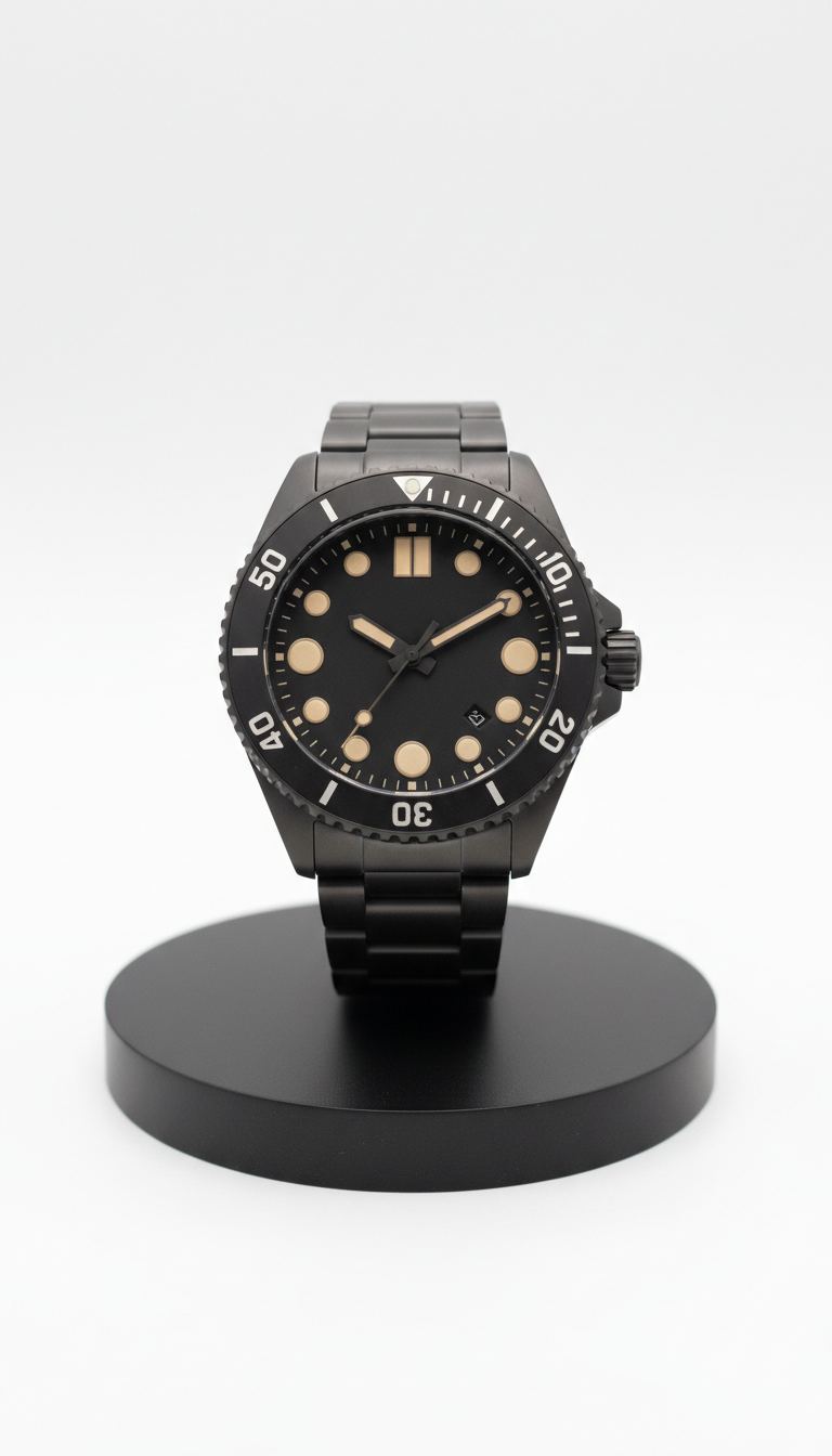 Matte Black Diver’s Automatic Steel Bracelet