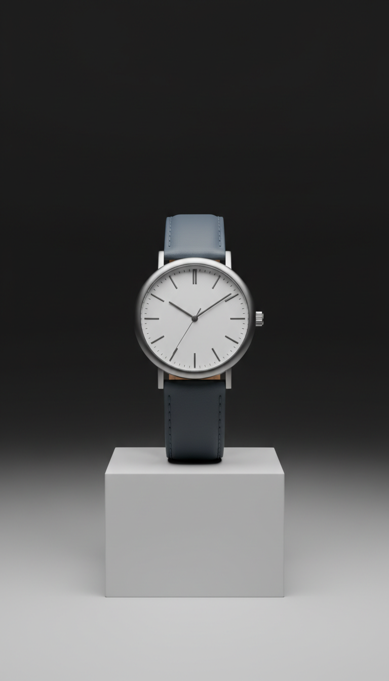 Slate blue classic leather watch